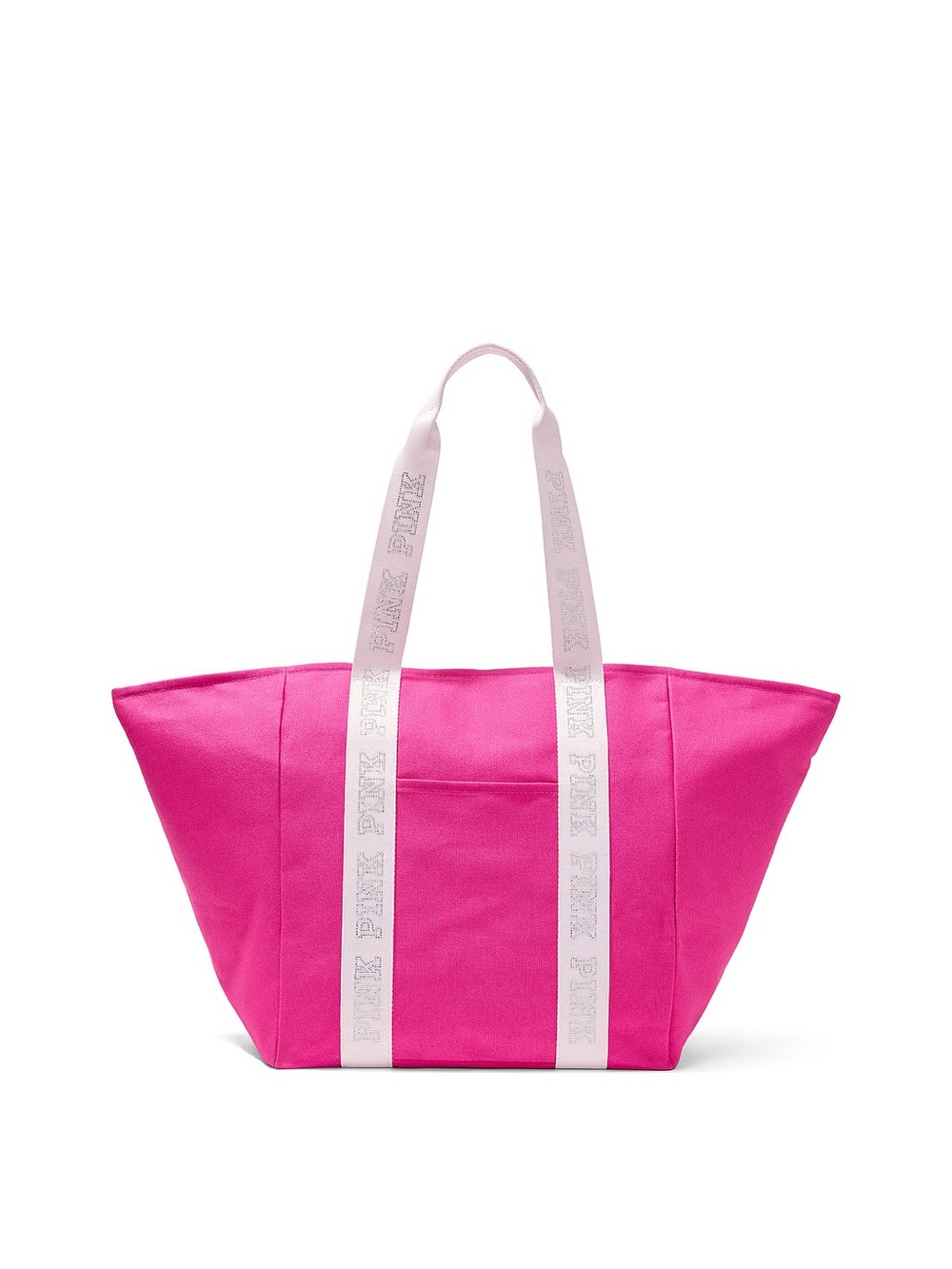 PINK Victoria's Secret Hot Pink Tote with White Logo Straps